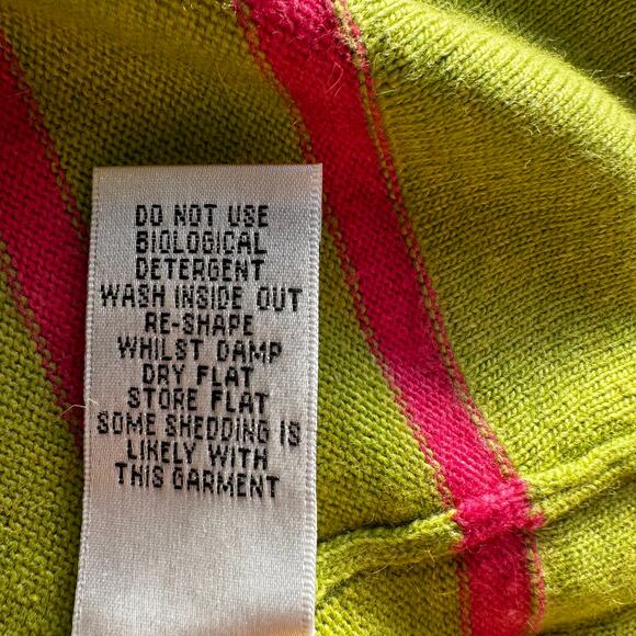 Boden Cashmere Sweater Striped Boat Neck Green Pink Size 10 Cozy Preppy Nautical - Picture 6 of 10
